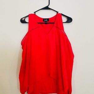 RED COLD SHOULDER CUTE TOP